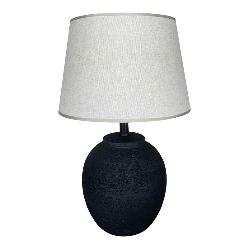 387-000002 Lurata Inart E27 ceramic table lamp in black-beige shade Φ26x38cm - Слика 1