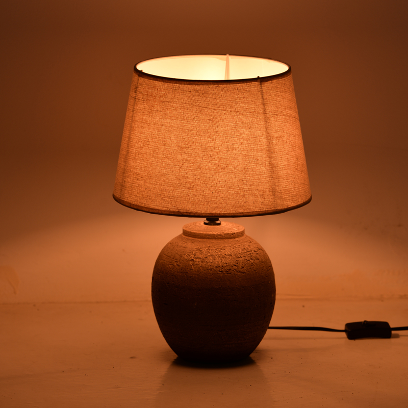 387-000003-1 Table lamp Lurata Inart E27 ceramic in antique gray-beige shade Φ26x38cm - Image 2