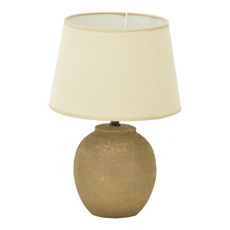 387-000003 Table lamp Lurata Inart E27 ceramic in antique gray-beige shade Φ26x38cm - Image 1