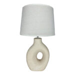 Ovola Inart E27 ceramic table lamp in beige shade D30x52cm