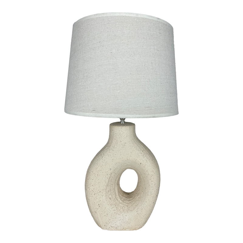 387-000004 Ovola Inart E27 ceramic table lamp in beige shade D30x52cm - Слика 1