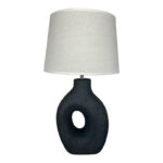 Ovola Inart E27 ceramic table lamp in black-beige shade D30x52cm