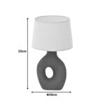 Ovola Inart E27 ceramic table lamp in grey antique-beige shade D30x52cm - Image 3