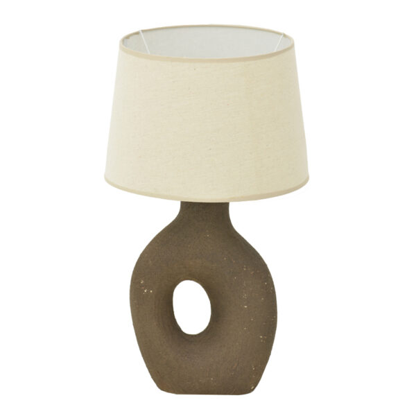 Ovola Inart E27 ceramic table lamp in grey antique-beige shade D30x52cm