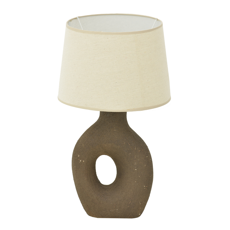 387-000006 Ovola Inart E27 ceramic table lamp in grey antique-beige shade D30x52cm - Image 1