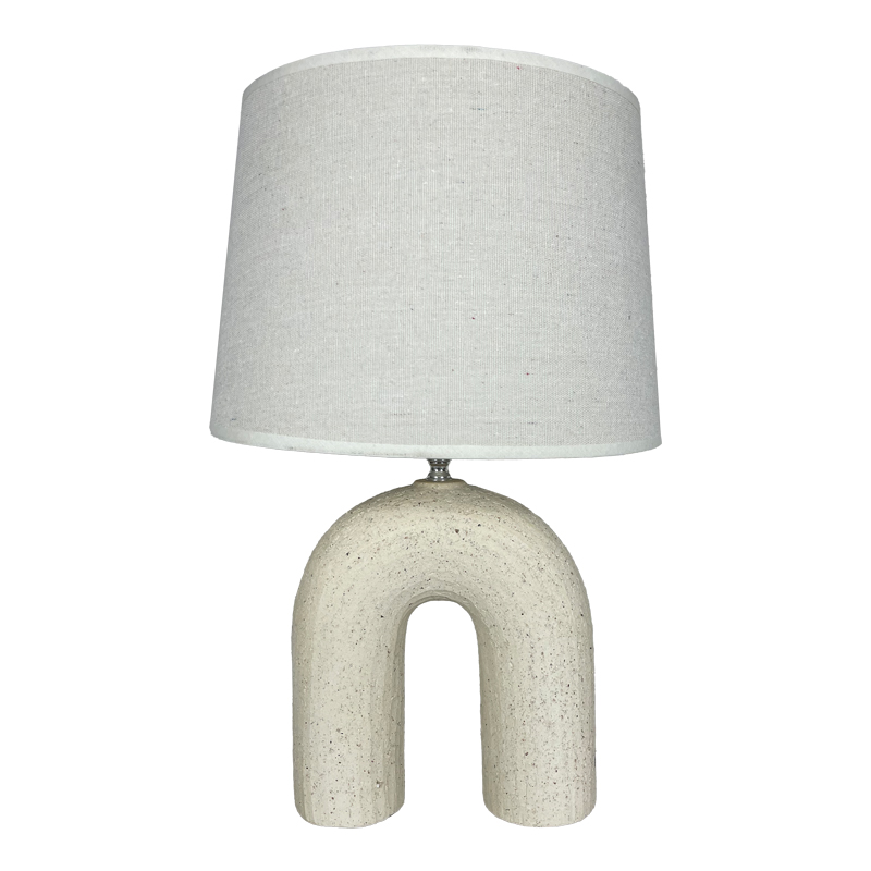 387-000007 Table lamp Archo Inart E27 ceramic in beige shade D30x45cm - Image 1