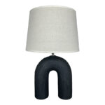 Table lamp Archo Inart E27 ceramic in black-beige shade D30x45cm