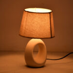 Collie Inart E14 ceramic table lamp in beige shade D18x29cm - Слика 2
