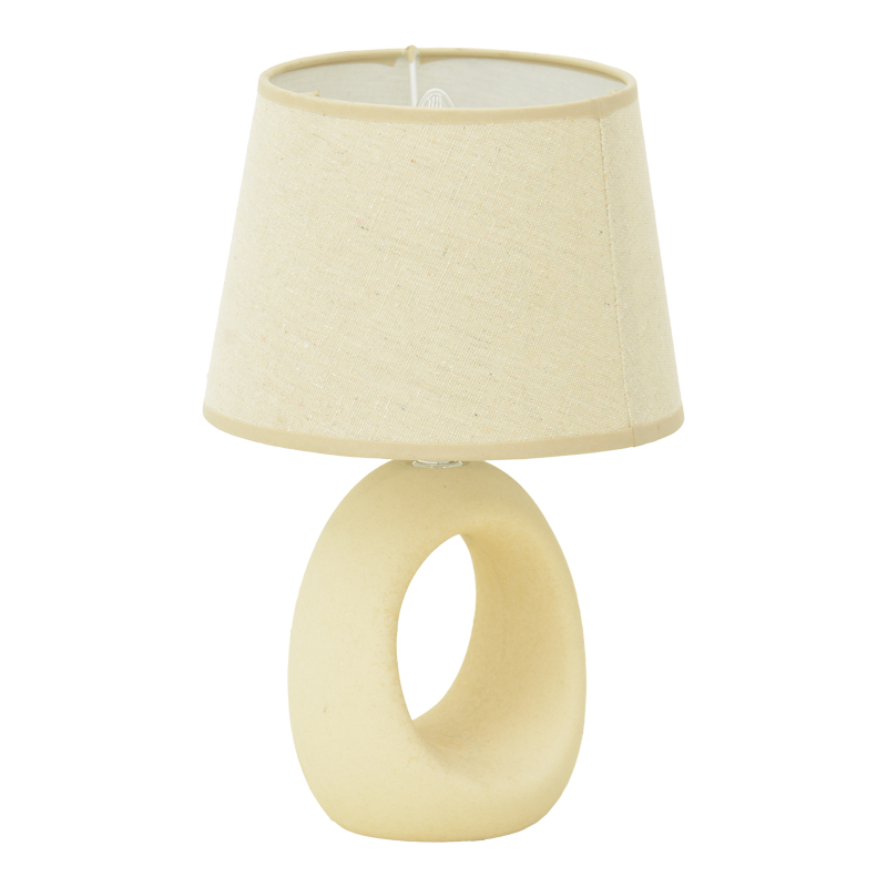 387-000010 Collie Inart E14 ceramic table lamp in beige shade D18x29cm - Слика 1