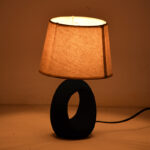 Collie Inart E14 ceramic table lamp in black-beige shade D18x29cm - Image 2