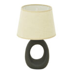 Collie Inart E14 ceramic table lamp in black-beige shade D18x29cm