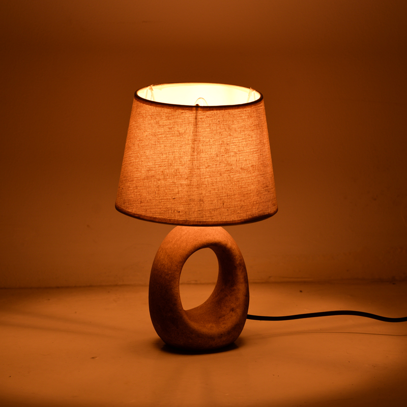 387-000012-1 Collie Inart E14 ceramic table lamp in grey antique-beige shade D18x29cm - Слика 2