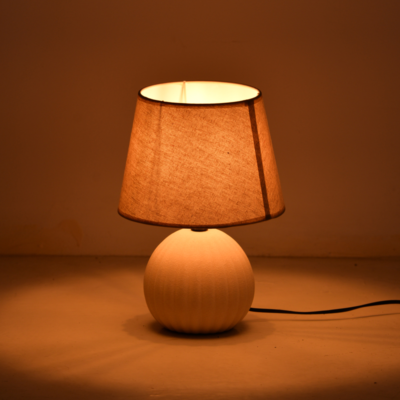 387-000013-1 Melanie Inart E14 ceramic table lamp in beige shade D22x30cm - Слика 2