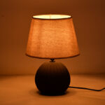 Melanie Inart E14 ceramic table lamp in black - beige shade D22x30cm - Image 2