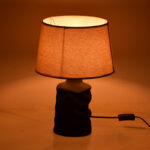 Wabbi Inart E27 ceramic table lamp in black-beige shade D28x41cm - Image 2