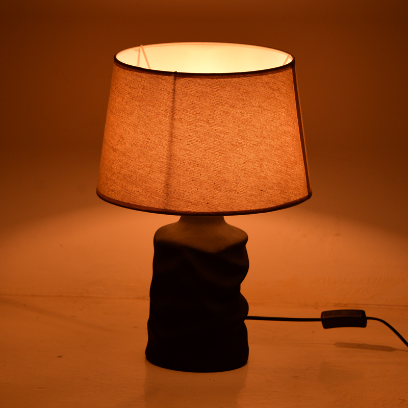 387-000017-1 Wabbi Inart E27 ceramic table lamp in black-beige shade D28x41cm - Image 2