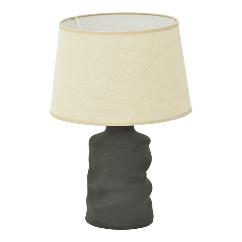 387-000017 Wabbi Inart E27 ceramic table lamp in black-beige shade D28x41cm - Image 1