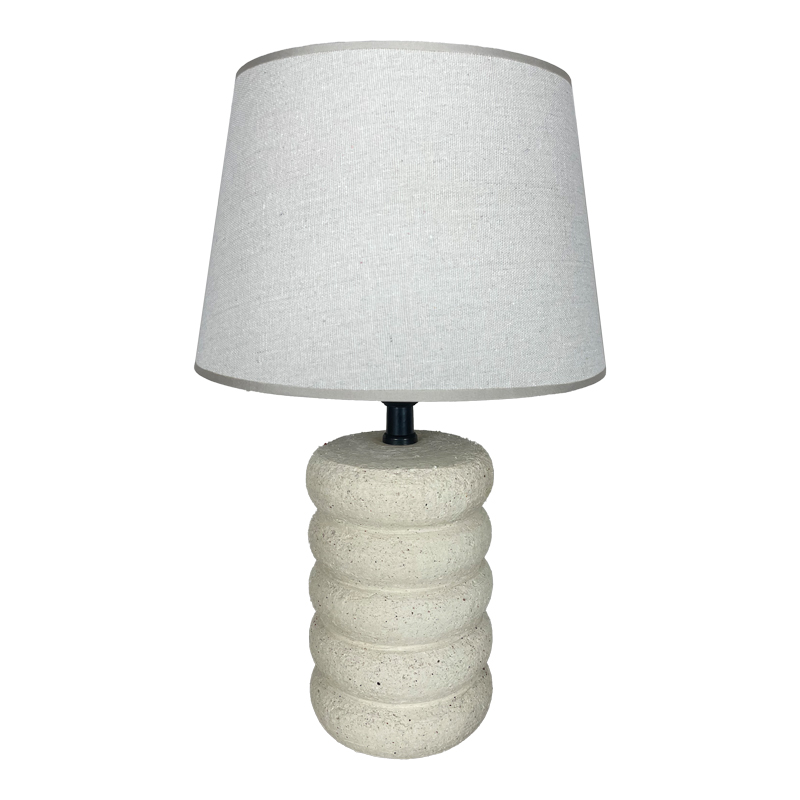 387-000019 Graike Inart E27 ceramic table lamp in beige shade D26x37cm - Image 1
