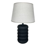 Graike Inart E27 ceramic table lamp in black-beige shade D26x37cm