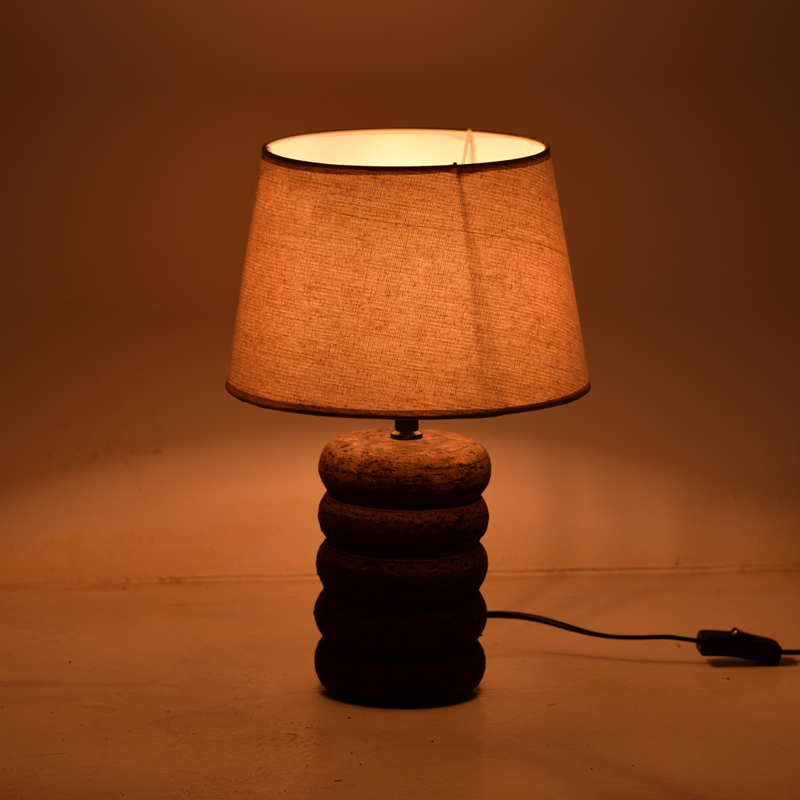 387-000021-1 Graike Inart E27 ceramic table lamp in grey antique-beige shade D26x37cm - Слика 2