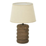 Graike Inart E27 ceramic table lamp in grey antique-beige shade D26x37cm