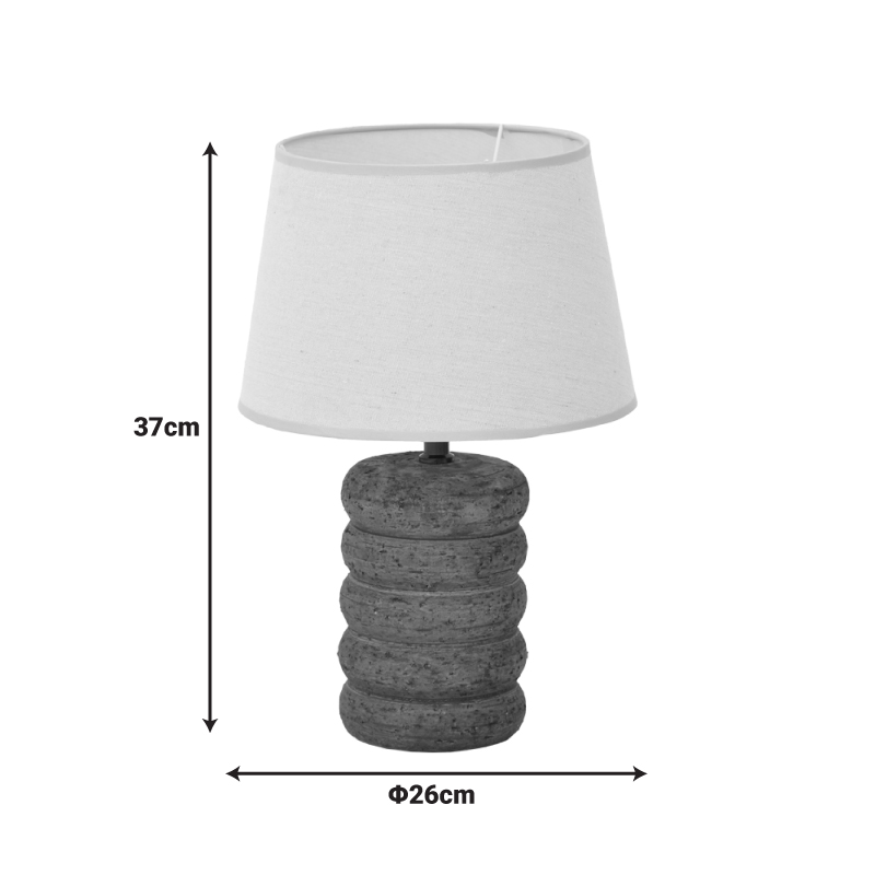 387-000021-2 Graike Inart E27 ceramic table lamp in grey antique-beige shade D26x37cm - Слика 3