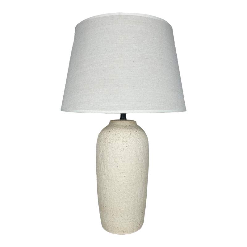 387-000022 Barout Inart E27 ceramic table lamp in beige shade D40x62cm - Слика 1