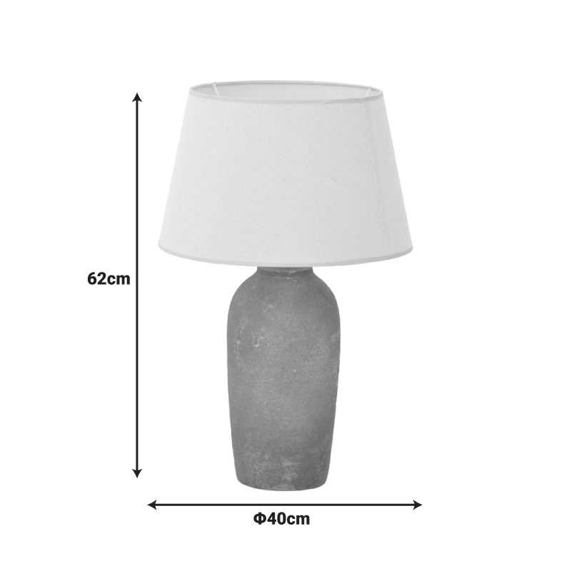387-000023-2 Barout Inart E27 ceramic table lamp in grey antique -beige shade D40x62cm - Image 3