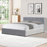 Dreamie bed with storage space, velvet, grey 160x200cm - Слика 2