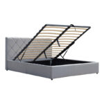 Dreamie bed with storage space, velvet, grey 160x200cm - Слика 3
