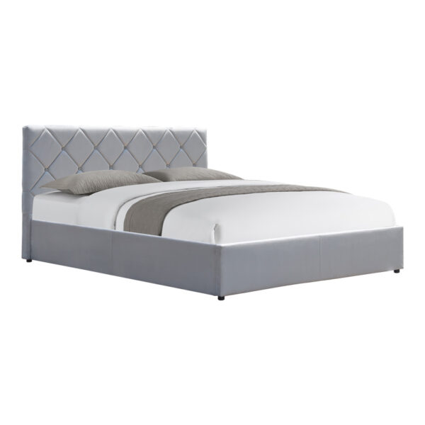 Dreamie bed with storage space, velvet, grey 160x200cm