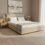 Dreamie bed with storage space, fabric, beige 160x200cm - Image 2