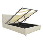 Dreamie bed with storage space, fabric, beige 160x200cm - Image 3