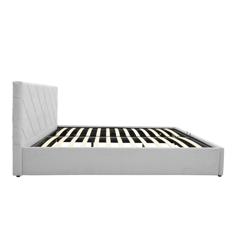 388-000008-4 Dreamie bed with storage space, fabric, grey 160x200cm - Image 5