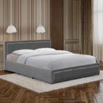 Huga bed with storage space, velvet, anthracite 120x200cm - Слика 2