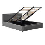 Huga bed with storage space, velvet, anthracite 120x200cm - Слика 3
