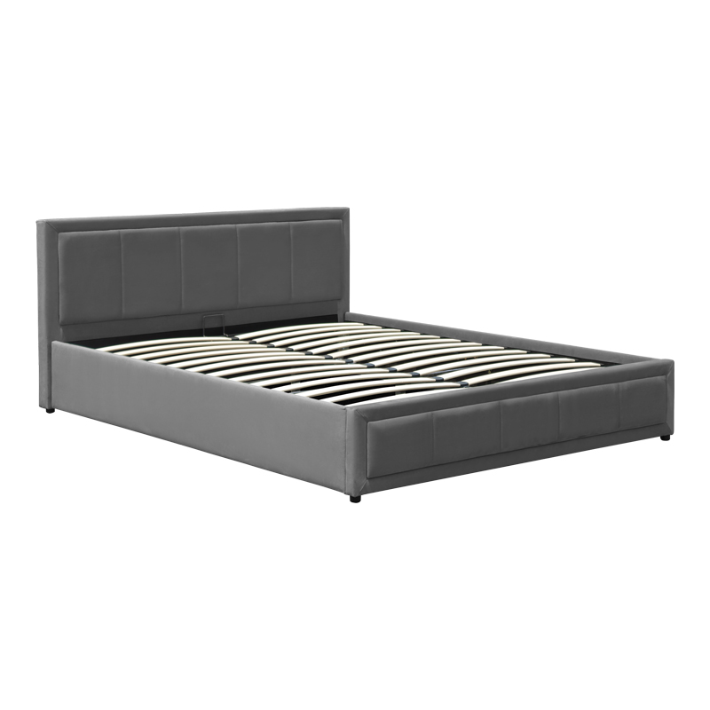 388-000009-3 Huga bed with storage space, velvet, anthracite 120x200cm - Слика 4