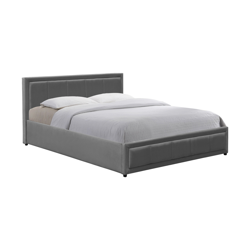388-000009 Huga bed with storage space, velvet, anthracite 120x200cm - Слика 1