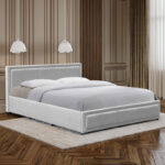 Huga bed with storage space, velvet, grey120x200cm - Image 2