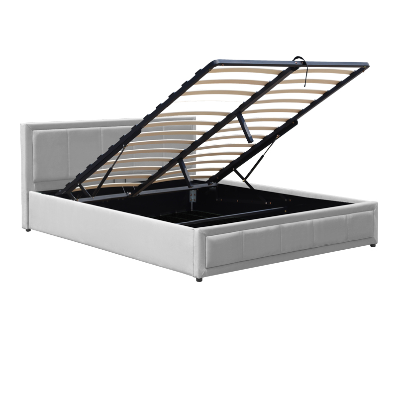 388-000010-2 Huga bed with storage space, velvet, grey120x200cm - Image 3