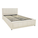 Huga bed with storage space, beige fabric 120x200cm - Слика 4