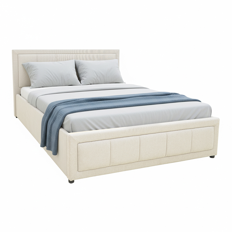 388-000011 Huga bed with storage space, beige fabric 120x200cm - Слика 1