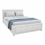 Huga bed with storage space, grey fabric 120x200cm