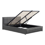 Huga bed with storage space, velvet, anthracite 160x200cm - Слика 3