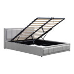 Huga bed with storage space, velvet, grey 160x200cm - Слика 3