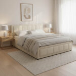 Huga bed with storage space, fabric beige 160x200cm - Image 2
