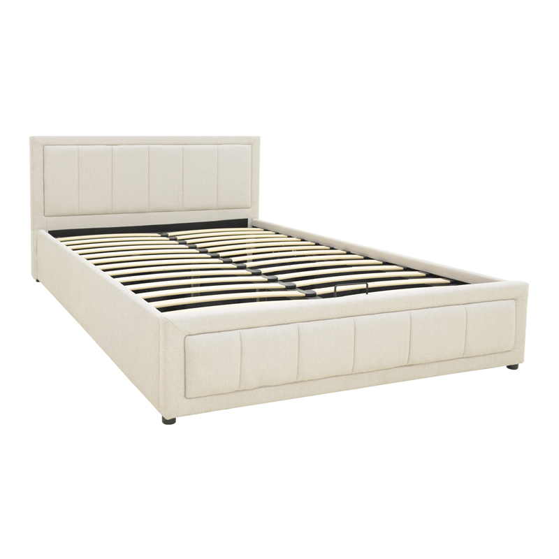 388-000015-2 Huga bed with storage space, fabric beige 160x200cm - Image 3