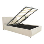 Huga bed with storage space, fabric beige 160x200cm - Image 4