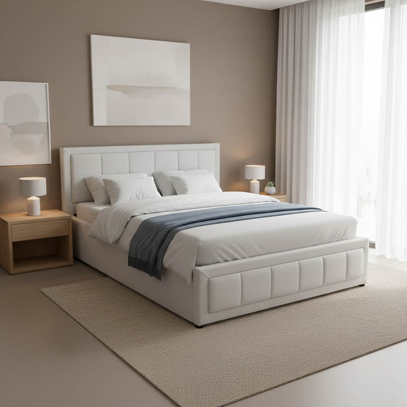 388-000016-1 Huga bed with storage space, fabric grey 160x200cm - Слика 2