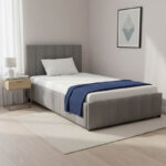 Snuggle  bed with storage space, velvet, grey 120x200cm - Image 2